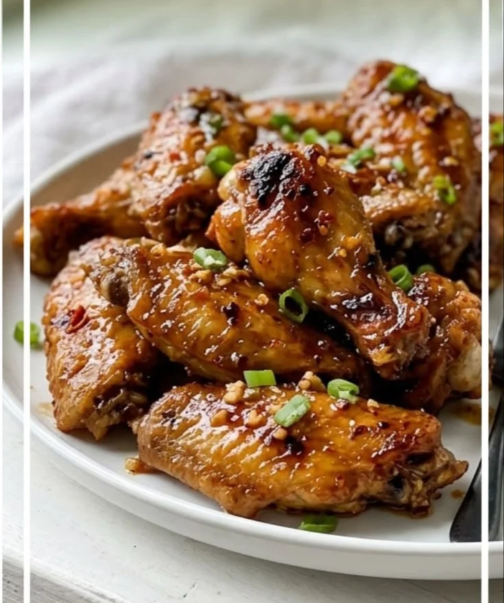 Delicious hot honey garlic wings served on a platter, crispy and flavorful.