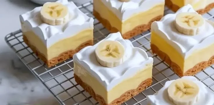 Delicious Vanilla Wafer Banana Pudding Bars ready to enjoy
